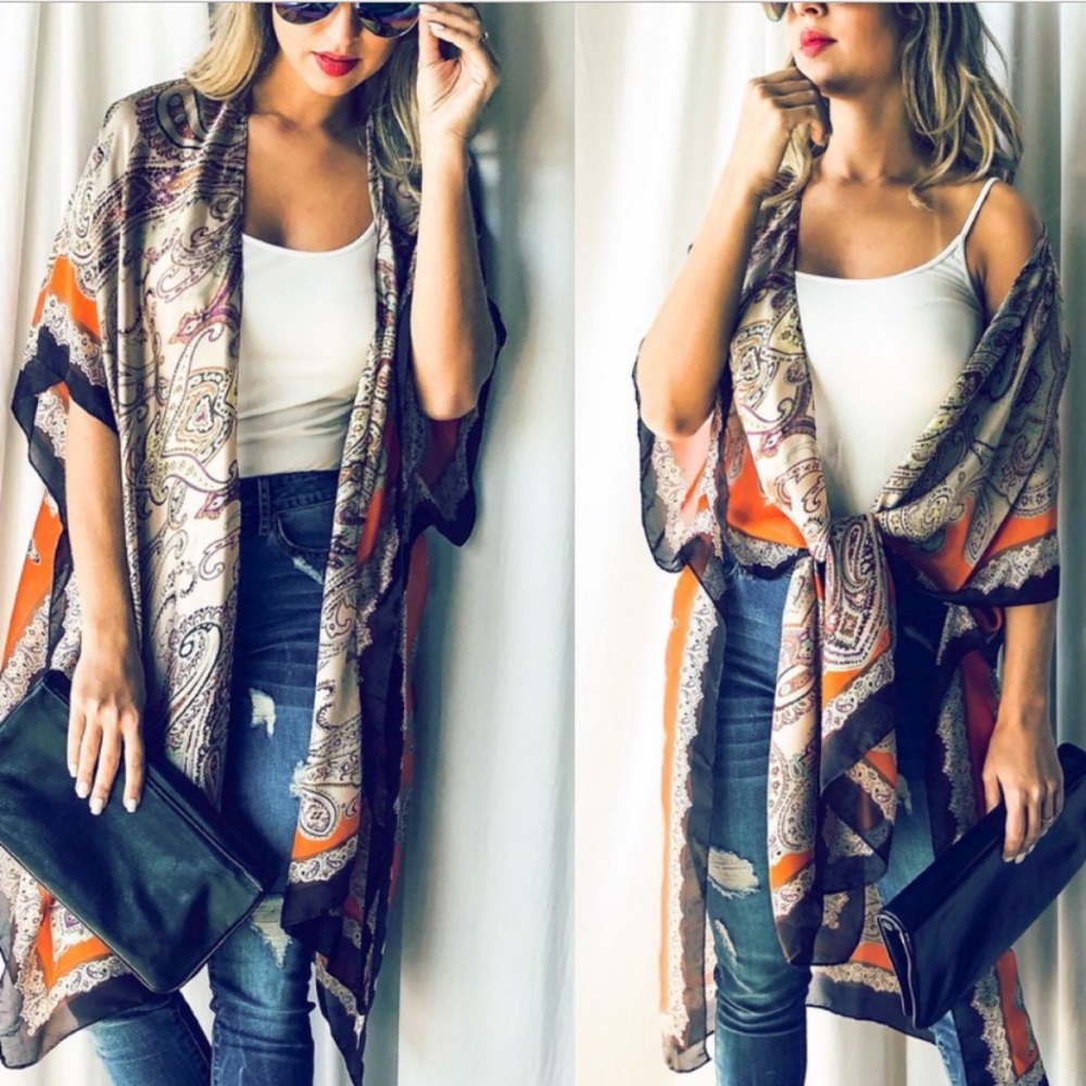 New Paisley Print Kimono Cardigan - Picture 1 of 6